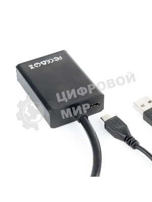 Переходник VGA (M)-HDMI (F) Cablexpert A-VGA-HDMI-01, 19M/15F, 15 см, аудиовыход Jack 3,5 (M), питание от USB