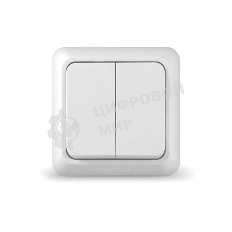 Выключатель 2-кл. ОП Олимп 10А IP20 белый Universal О0023