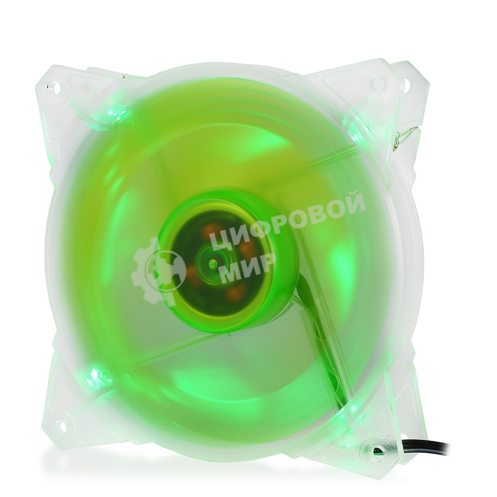 Вентилятор для корпуса Crown CMCF-12025S-1212 прозрачный/зеленый, 120 мм, 1650 об/мин, 28 дБ, 3 pin