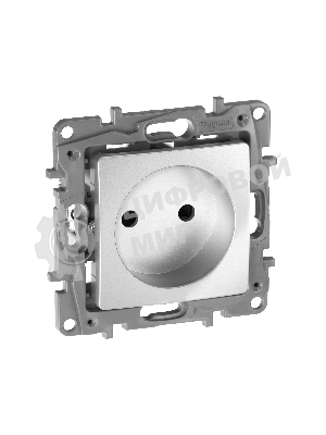 Розетка 2К на винтах, защ. шт., алюминий ETIKA 