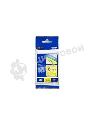 Наклейка ламинированная Brother TZe-611 (6 мм черн/желт, аналог TZ-611)