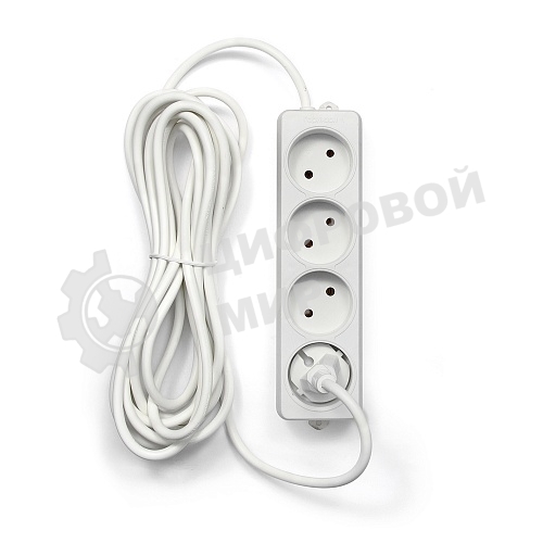 Удлинитель Гарнизон EL-NL4-W-5, 4 розетки допустимый ток 10А, длина 5 м.