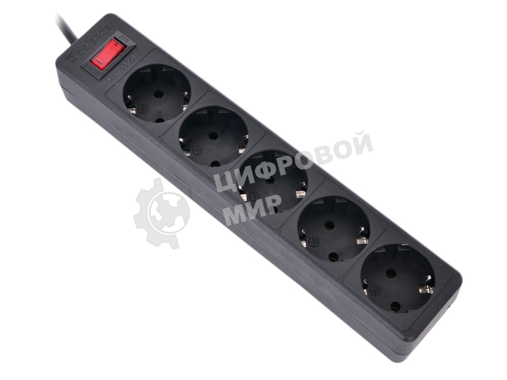Сетевой фильтр Defender ES, 1.8 м, 5 розеток, черный
