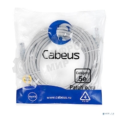 Патч-корд Cabeus PC-UTP-RJ45-Cat.5e-10m U/UTP, cat.5е, 2xRJ45/8p8c, неэкранированный, серый, PVC, 10м