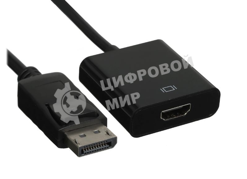 Переходник GoPower DisplayPort (m)-HDMI (f) ver.1.4 черный Premium Zip-Lock c подвесом (1/200)