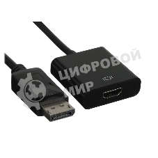 Переходник GoPower DisplayPort (m)-HDMI (f) ver.1.4 черный Premium Zip-Lock c подвесом (1/200)