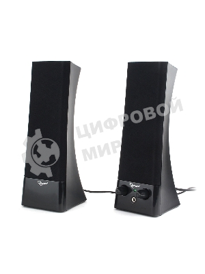 Акустическая система 2.0 Gembird SPK-500, черный, 6 Вт, рег. громкости, разъем для наушников, питание от сети