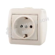 Розетка 1-м ОП Ната керам. с заземл. белый Lezard 710-0200-122