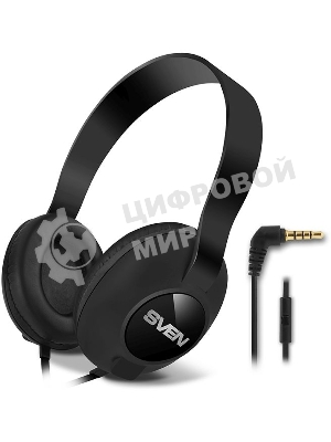 Проводные наушники SVEN AP-310M черный, накладные, jack 3.5 мм, встроенный микрофон