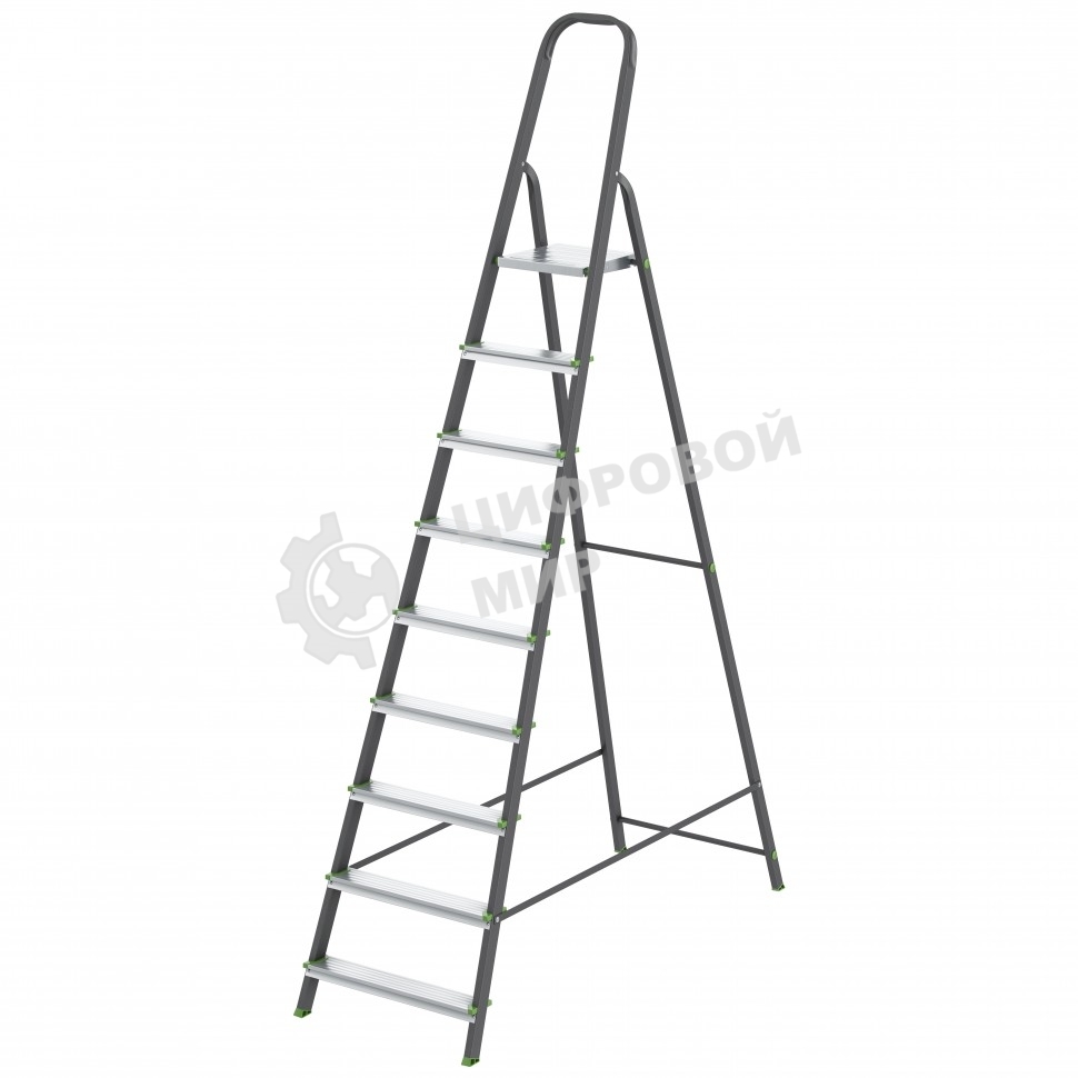 Стремянка Сибртех, 9 ступеней, стальной профиль, алюминиевые ступени