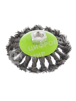 Щетка для УШМ Сибртех 100 мм, М14, Тарелка, крученая проволока 0,5 мм