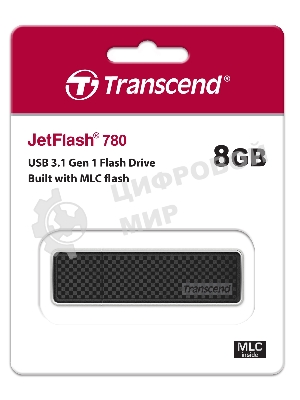 Флешка USB Transcend JetFlash 780 (TS8GJF780), 8Gb, USB 3.0, R/W 140/40, черный/серебристый