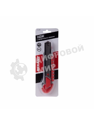 Нож с сегментированным лезвием Rexant 25 мм, металлический обрезиненный корпус, с дополнительным замком на лезвии