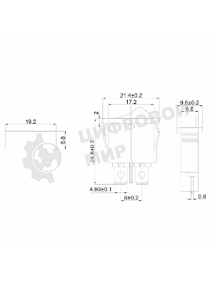Выключатель клавишный Rexant 250V 6А (2с) ON-OFF красный Mini