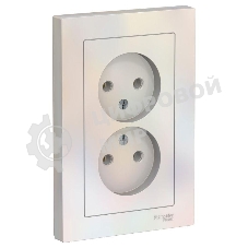 Розетка 2-м AtlasDesign без заземл. 16А в сборе жемчуг SchE ATN000420