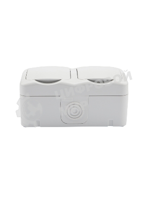 Блок из 2 розеток горизонтальный Kranz Mini OG открытой установки с заземлением, IP54 белый