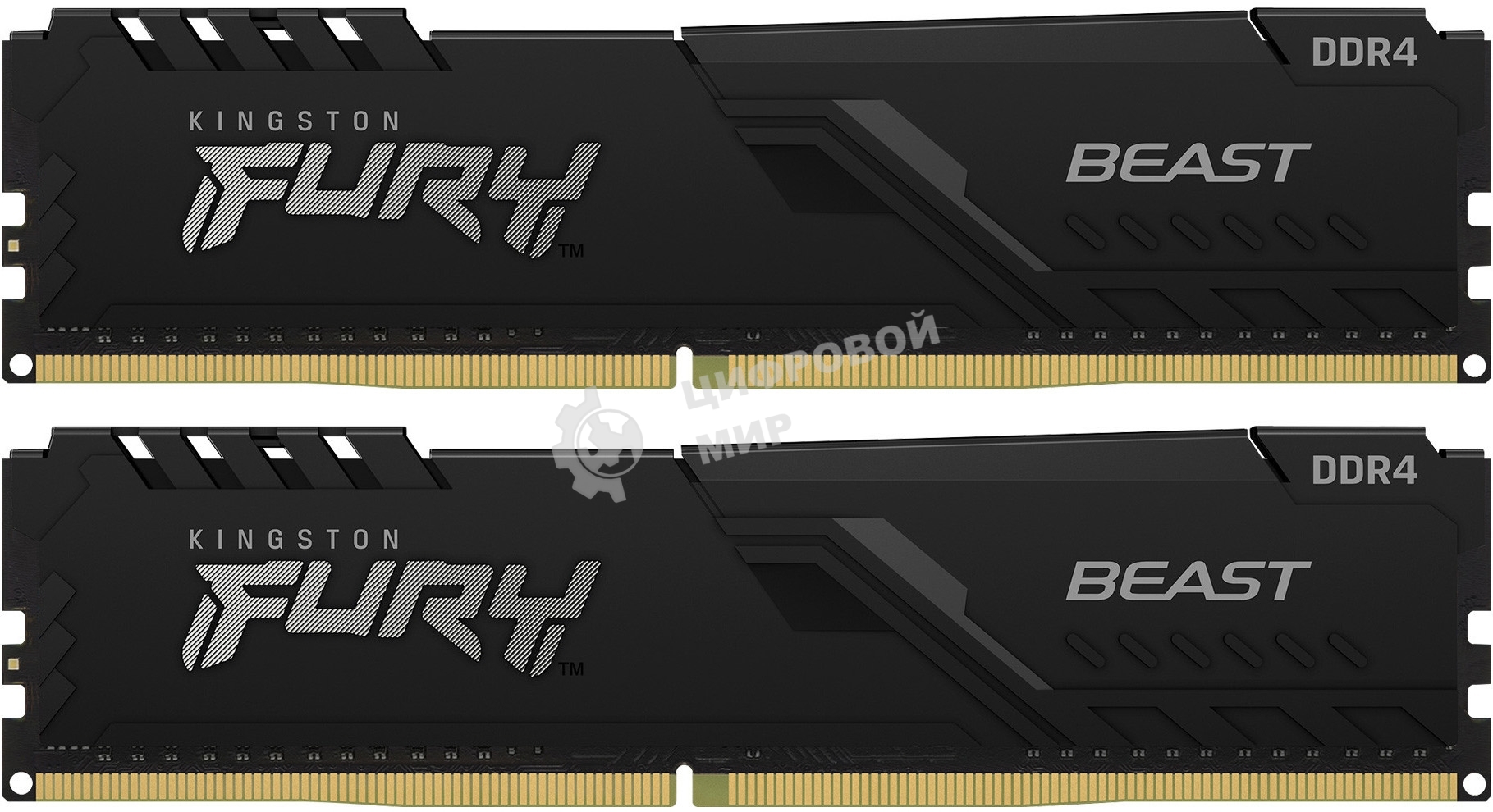 Оперативная память Kingston Fury Beast, DDR4, 32GB (2x16GB), 3600MHz, CL18, DIMM, с радиатором, черный