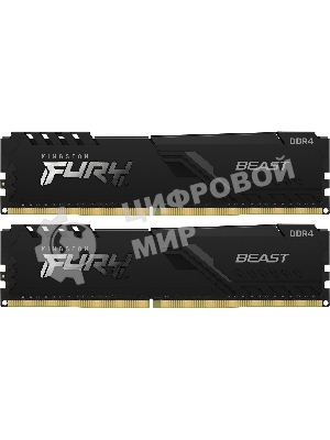 Оперативная память Kingston Fury Beast, DDR4, 32GB (2x16GB), 3600MHz, CL18, DIMM, с радиатором, черный