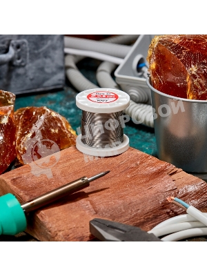 Припой с канифолью Rexant ПОС-61, 100г, Ø0,8мм, (олово 61%, свинец 39%), катушка