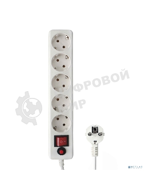 Сетевой фильтр Гарнизон EHLW-1 10А 1.8 м 5 розеток белый (21214)