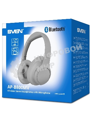 Беспроводные/проводные наушники Sven AP-B800MV серый, полноразмерные, Bluetooth + Jack 3.5 мм, складная конструкция, до 15 ч