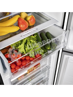 Холодильник Maunfeld MFF185SFSB черный мат. двухкамерный 211/104л морозилка снизу