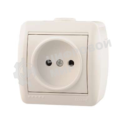 Розетка 1-м ОП Ната 16А IP20 без заземл. керам. белый LEZARD 710-0200-121