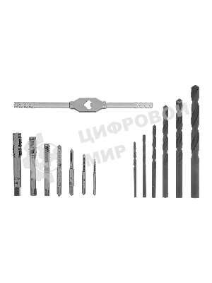 Набор сверл Сибртех (2,5-10,2), метчиков(М3-М12), 15 предметов
