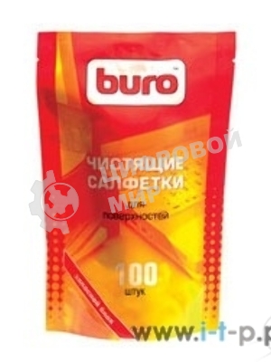 Салфетки Buro BU-Zsurface, 100 шт для поверхностей мягкая упаковка 100шт влажных