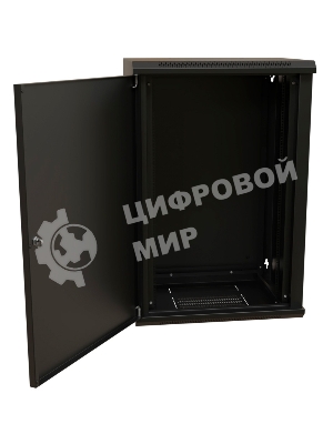 Шкаф коммутационный WRline (WR-TW-2245-SR-RAL9004) настенный 22U 600x450 мм пер. дв. металл 2 бок. пан. 60 кг черный 370 мм 1086 мм IP20 сталь