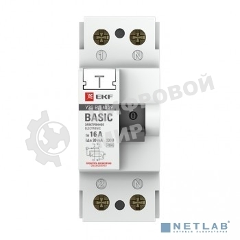 Выключатель дифференциального тока (УЗО) ВД-40 2п 16А 30мА тип AC (электронный) Basic elcb-2-16-30e-sim EKF