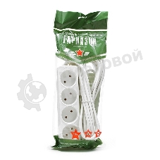 Удлинитель Гарнизон EL-NL4-W-5, 4 розетки допустимый ток 10А, длина 5 м.