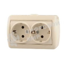Розетка 2-м ОП Ната керам. с заземл. крем. Lezard 710-0300-127