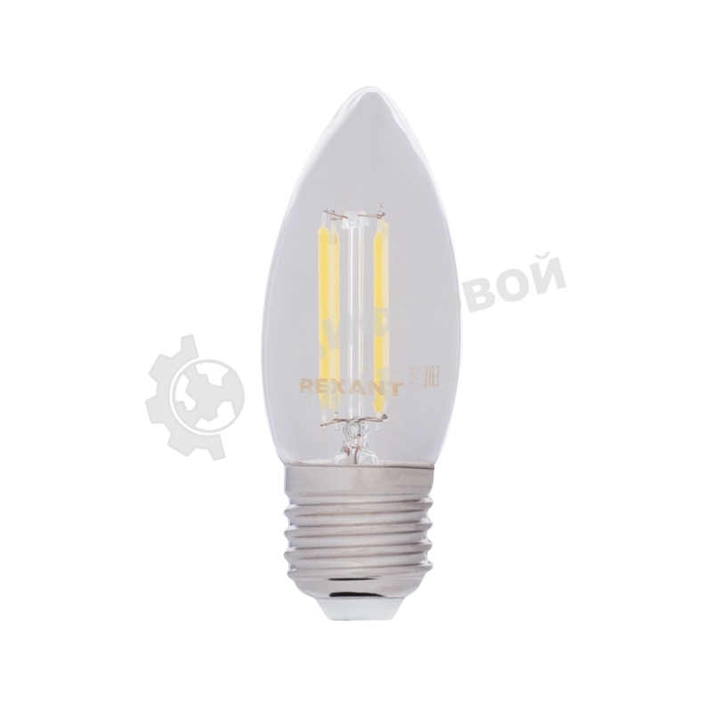 Лампа светодиодная филаментная Rexant Свеча CN35 9.5 Вт 950 Лм 2400K E14 золотистая колба