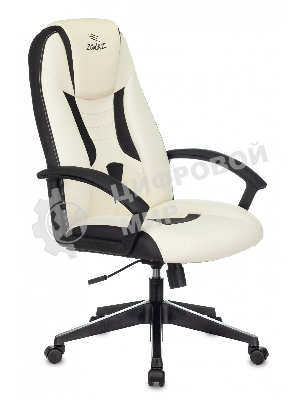 Кресло Бюрократ Zombie 8 белый/черный, экокожа, 120 кг, механизм качания