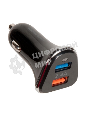 Автомобильная зарядка (от прикуривателя) More choice AC22m, два разъема USB, кабель Micro USB, 2.4A, черный