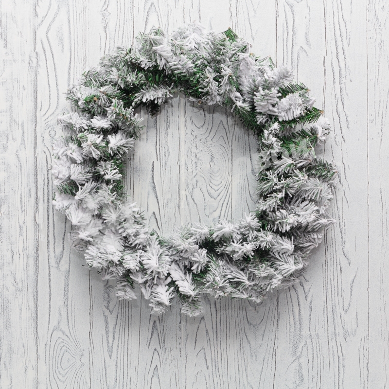 Заснеженный еловый венок Neon-night Ø 60 см, ПВХ
