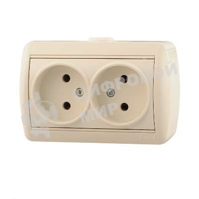 Розетка 2-м ОП Ната 16А IP20 без заземл. керам. крем. LEZARD 710-0300-128