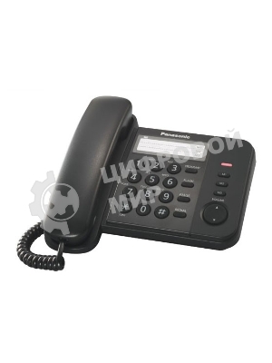 Телефон проводной Panasonic KX-TS2352RUB черный индикатор вызова,порт для доп. телеф. оборуд.,4 уровня громкости звонка