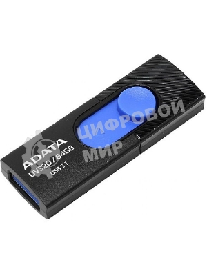 Флешка USB ADATA UV320 (AUV320-64G-RBKBL), 64Gb, USB 3.1, R/W 100/30, черный/синий