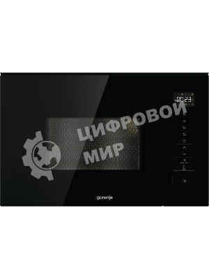 Встраиваемая микроволновая печь Gorenje BM201SG3BG, 20 л, 5 уровней мощности, 8 автопрограмм, сенсорное управление, дисплей, гриль, поворотный стол, AquaClean, автоменю черный