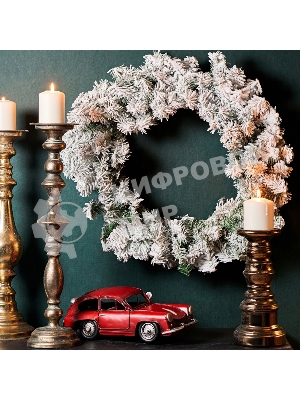 Заснеженный еловый венок Neon-night Ø 60 см, ПВХ