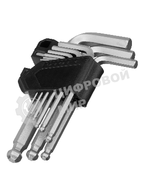 Набор ключей имбусовых Сибртех HEX, 1,5-10 мм, CrV, 9 шт., с шаром