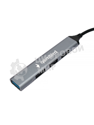 Разветвитель USB3.0/2.0 Gembird UHB-C204, USB3.0, 3xUSB2.0, кабель Type-C+USB 10 см, алюминий, пакет