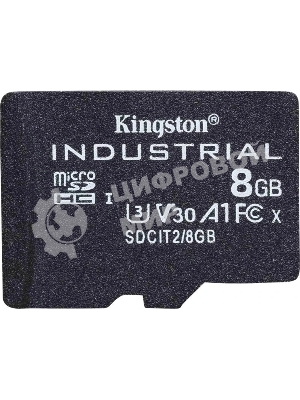 Флеш карта microSDHC 8Gb Class10 Kingston <SDCIT2/8GbSP> Industrial Temperature Class UHS-I без адаптера