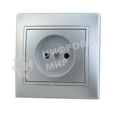 Розетка 1-м СП Мира 16А IP20 без заземл. керам. метал. сер. LEZARD 701-1010-121
