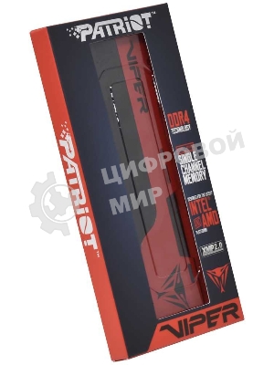 Оперативная память Patriot Viper Elite II, DDR4, 8GB (1x8 GB), 3600 MHz, CL20, DIMM, радиатор, красный/черный