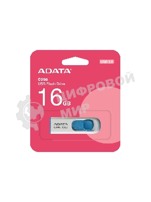 Флешка USB ADATA C008 (AC008-16G-RWE), 16Gb, USB 2.0, R/W 15/5, белый/синий