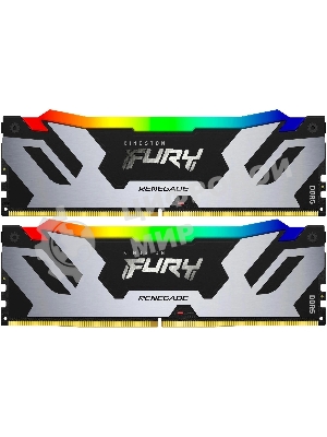 Оперативная память Kingston Fury Renegade, DDR5, 32Gb (2x16GB), 7200MHz, CL38, DIMM, с радиатором, RGB, серебристый/черный
