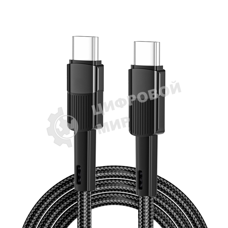 Кабель Rexant Type-C – Type-C, 3A, 60Вт, 1м, в черной нейлоновой оплетке